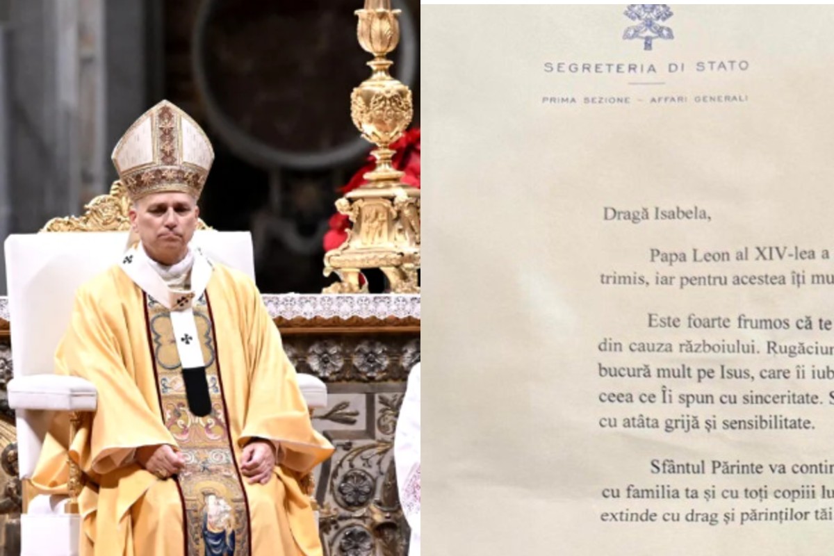Scrisoarea pe care i-a trimis-o papa Leon al XIV-lea unei fetițe din București, în noaptea de Crăciun. Isabela îi trimisese un desen