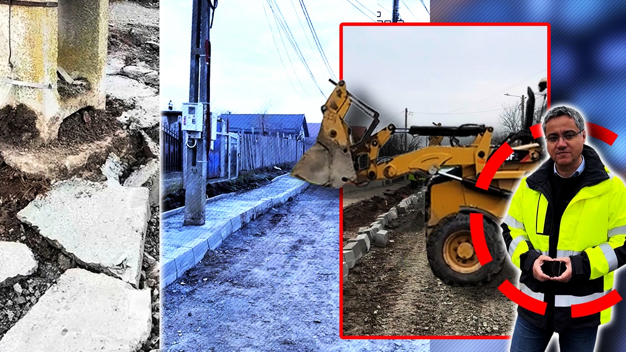 Trotuar ca-n „Cascadorii râsului” la Slobozia: stâlpii merg pe jos, pietonii pe carosabil. Primarul din Ialomița: ”Suntem de râsul lumii”