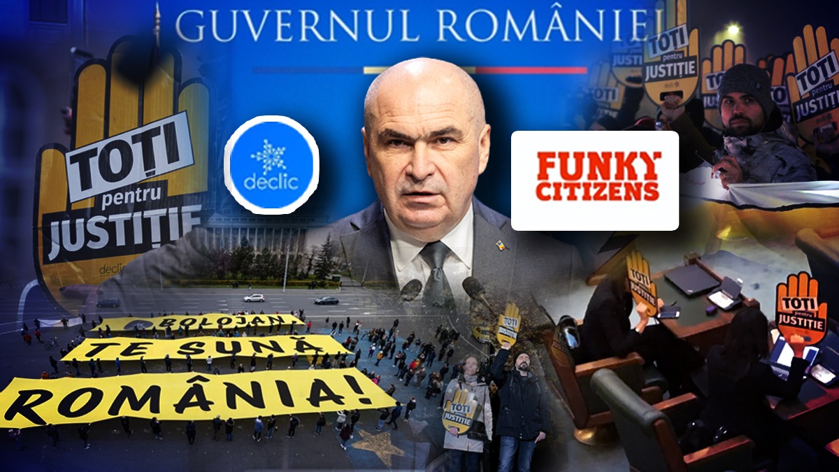 Justiție capturată… de ONG-uri. După ce au chemat oamenii în stradă să protesteze „spontan”, Declic și Funky Citizens sunt chemate de Bolojan să pună umărul la schimbarea legilor justiției