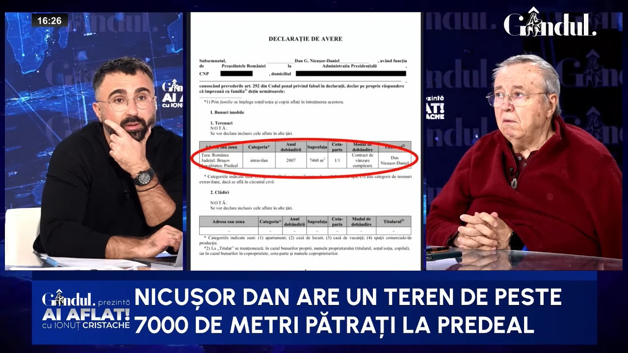 Cristoiu, uluit să afle de terenul lui Nicusor Dan de 7.000 de metri pătrați, din Predeal: „De unde a avut bani? De unde 180.000 de euro?”