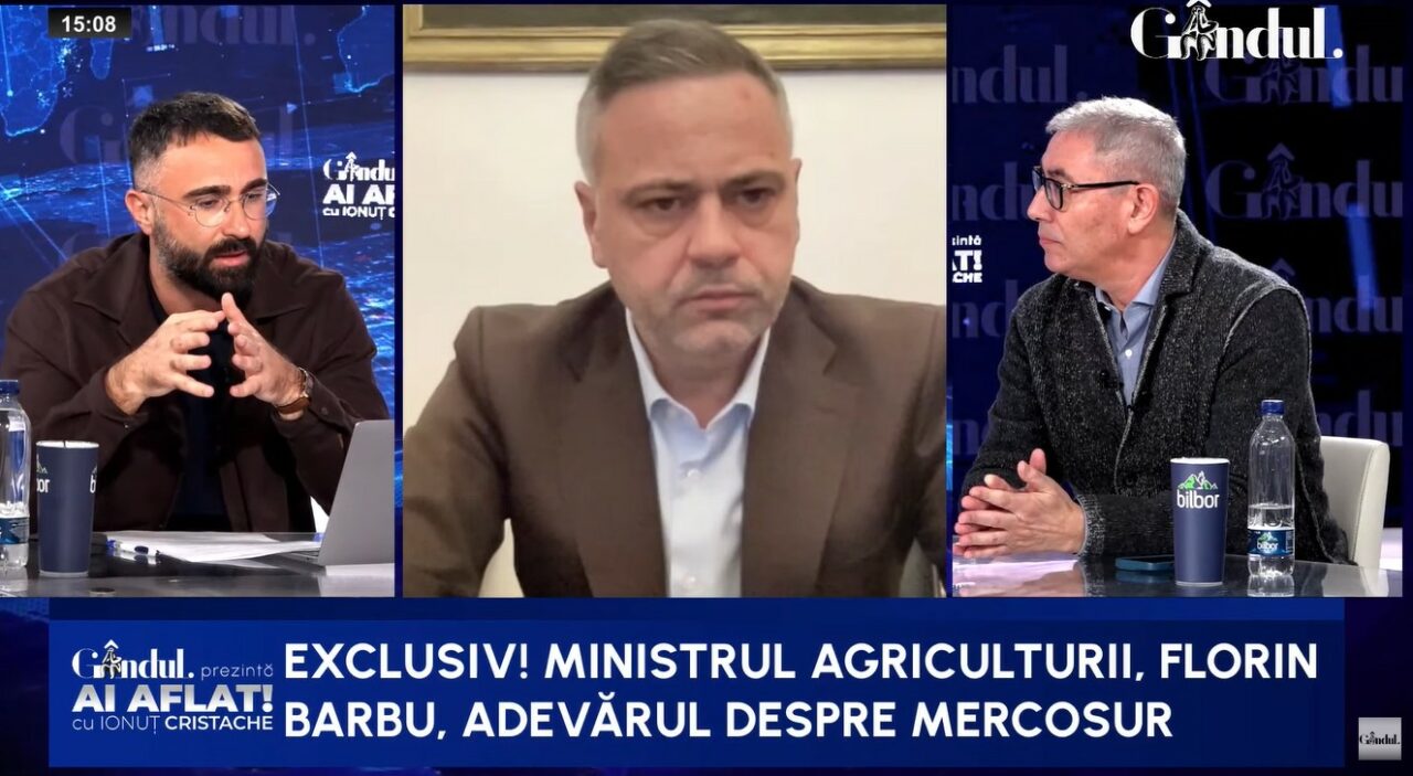Ministrul Agriculturii, Florin Barbu: Nu s-a făcut un studiu de impact pentru Mercosur. Nu știm ce produse vor veni în România