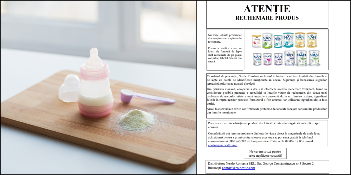 Alertă alimentară. Nestle a retras de la raft mai multe loturi de formule lapte pentru sugari. Care este motivul