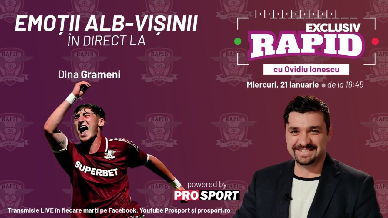 Cel mai bun jucător al Rapidului din ultimul meci vine astăzi la „EXCLUSIV RAPID”, în direct pe YouTube – ProSport, de la ora 16:45