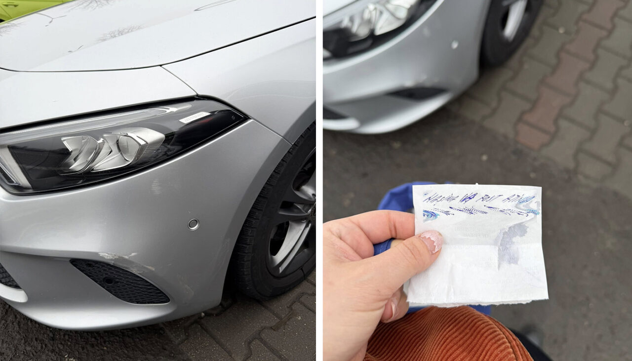 Ioana din București și-a găsit mașina lovită în parcarea Auchan Militari. Ce bilețel a găsit pe parbriz