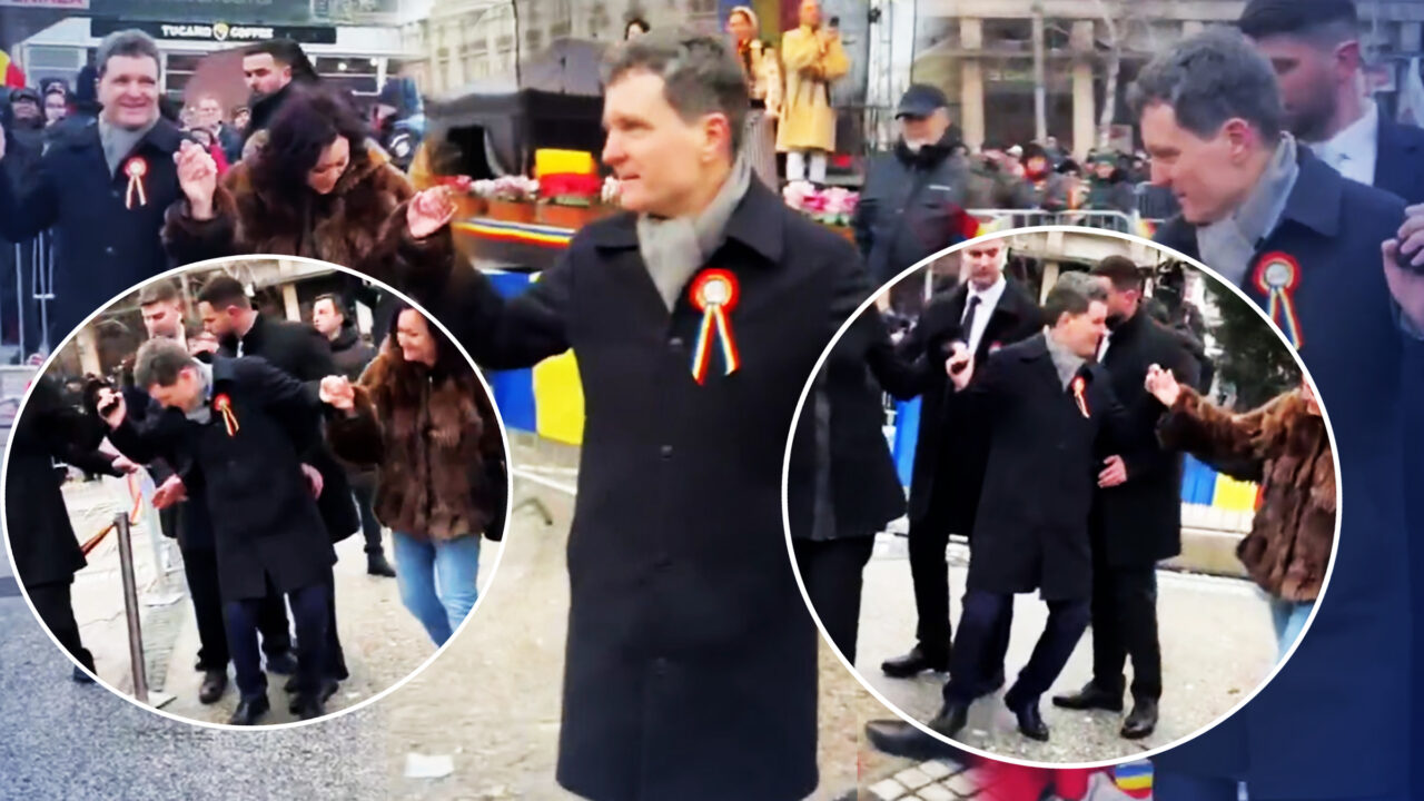 Nicușor Dan s-a prins în horă la Iași. S-a împiedicat de decor și de SPP-iști