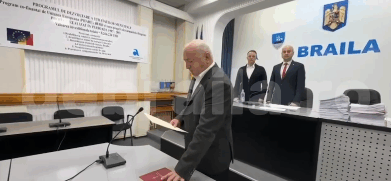 Moment amuzant în ședința Consiliului Local al Municipiului Brăila, oferit de un consilier care depunea jurământul: „La, la, la”