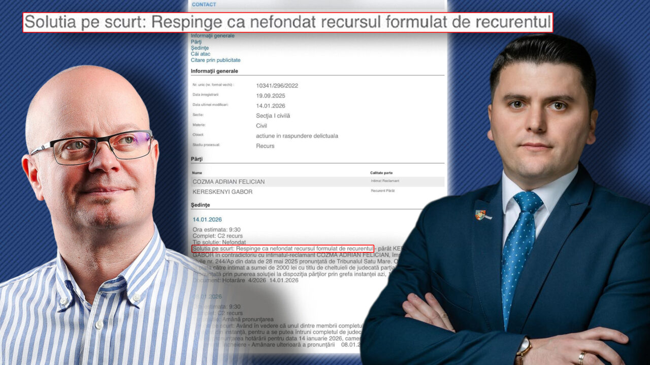 Onoare de deputat, reparată de instanţă cu daune de 10.000 lei. Primarul din Satu Mare a pierdut procesul cu liberalul Adrian Cozma