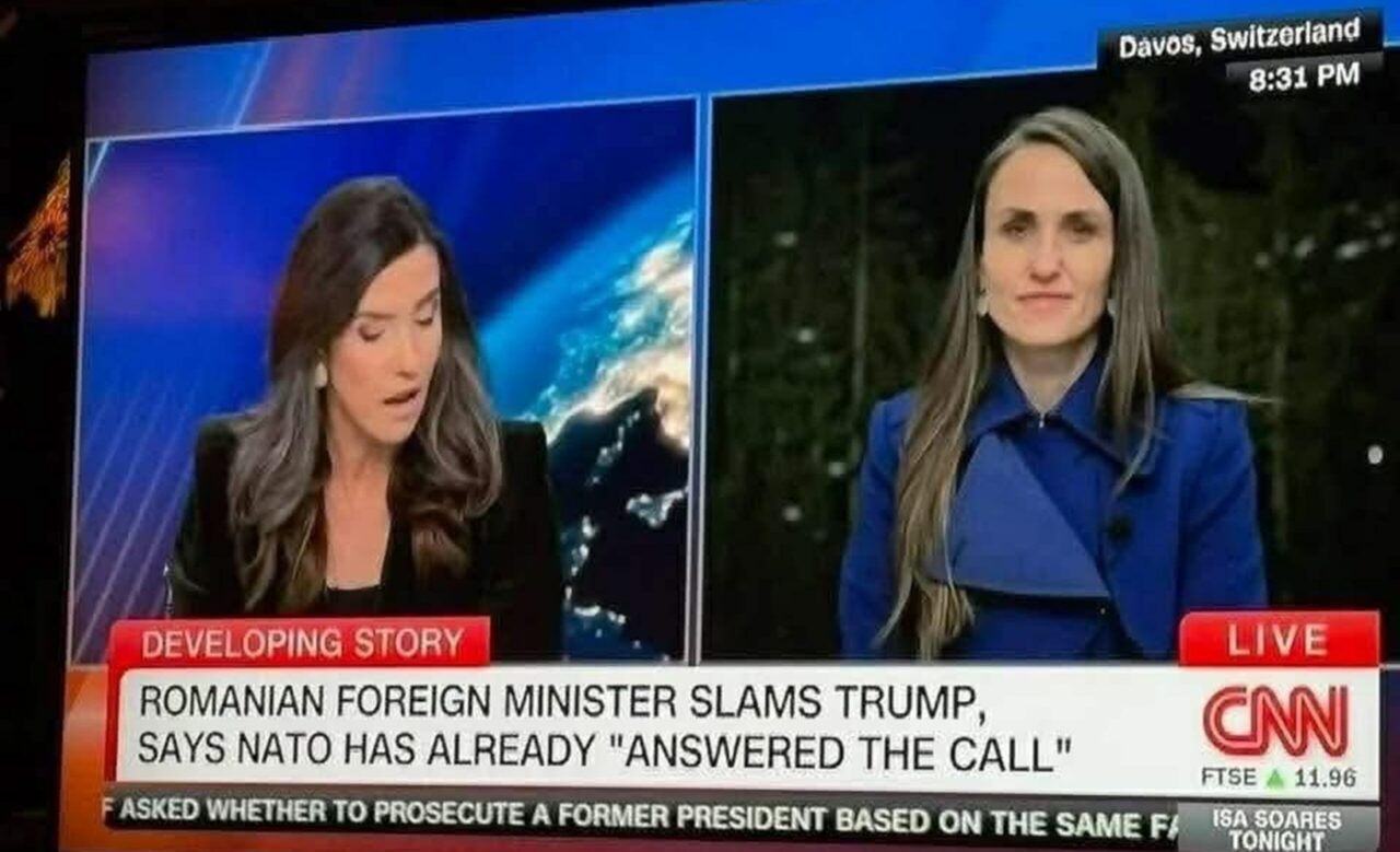 Ce rămâne după participarea României la Davos? Prezența Oanei Țoiu la CNN, cel mai mare dușman mediatic al președintelui Trump. Burtiera din timpul emisiei pare să înfigă și ultimul cui în coșciugul relației România-SUA