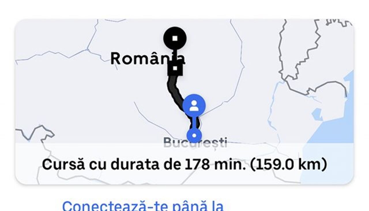 Un client a comandat un Uber de la Aeroportul Otopeni la Brașov. Câți bani i s-au cerut pentru cursa de 178 minute
