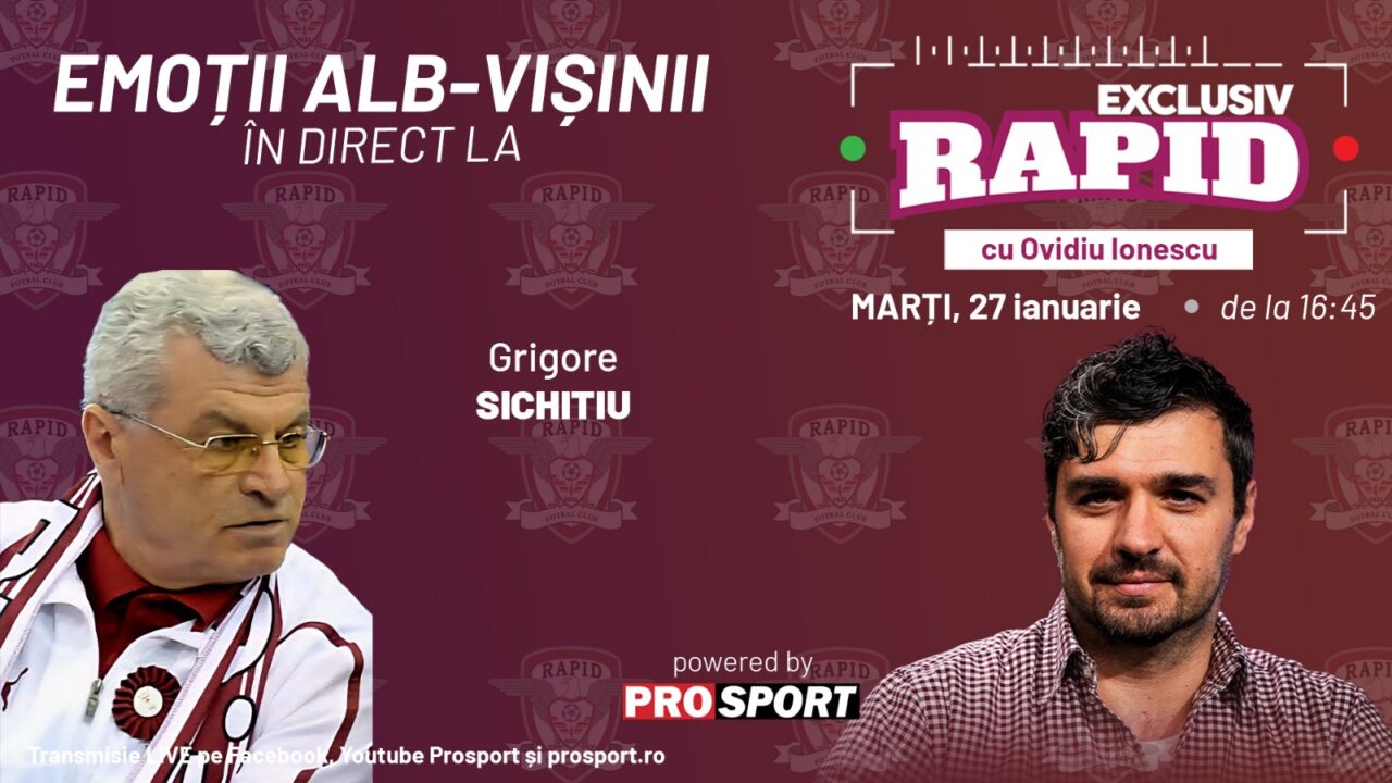 Rapid continuă lupta pentru titlu după 2-1 la Arad, iar noi ne vedem la „EXCLUSIV RAPID”, în direct pe YouTube – ProSport, de la ora 16:45