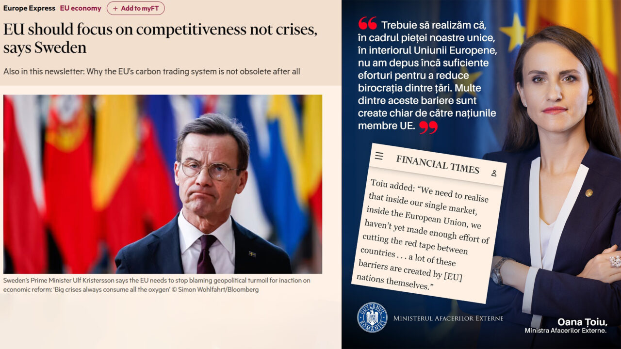 Oana Țoiu se laudă pe Facebook că a „acordat un interviu Financial Times”. În realitate, a dat o declarație și a fost citată spre finalul unui newsletter numit „UE ar trebui să se concentreze pe competitivitate și nu pe crize, spune Suedia”