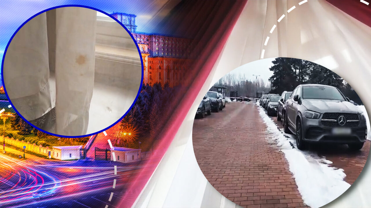 Casa Poporului deține recordul pentru cele mai lungi și murdare perdele din România. Pare că n-au mai fost spălate de aproape 30 de ani