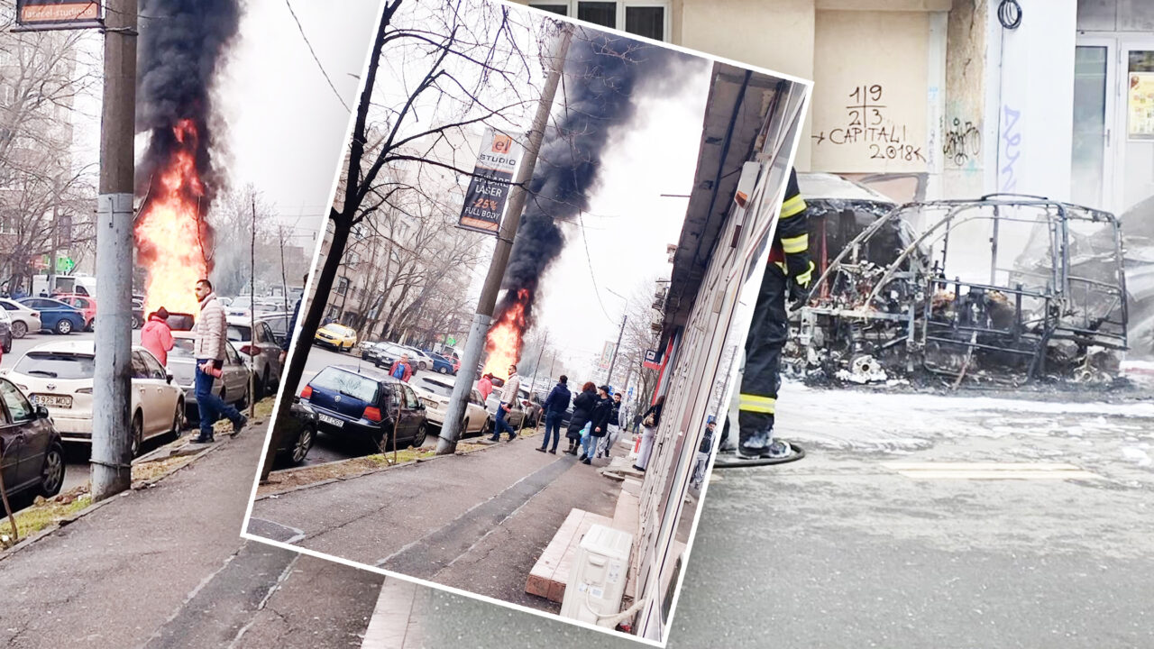 O femeie a ars de vie, blocată într-o mașină electrică în București. Un bărbat a reușit să se salveze, dar a fost rănit