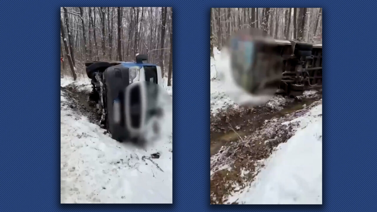 Un microbuz cu pasageri s-a răstunat în Dâmbovița. Șoferul a fost amendat pentru starea anvelopelor