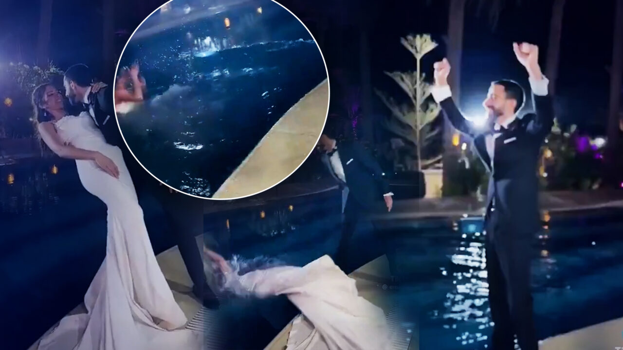 Și-a aruncat mireasa în apă. Internauții se ceartă: lipsă de respect sau doar o glumă?
