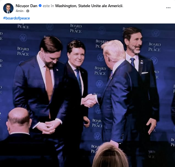 Nicușor Dan a publicat o poză „oficială” cu Donald Trump, de fapt o captură foto a ecranului unui televizor care transmite live evenimentul