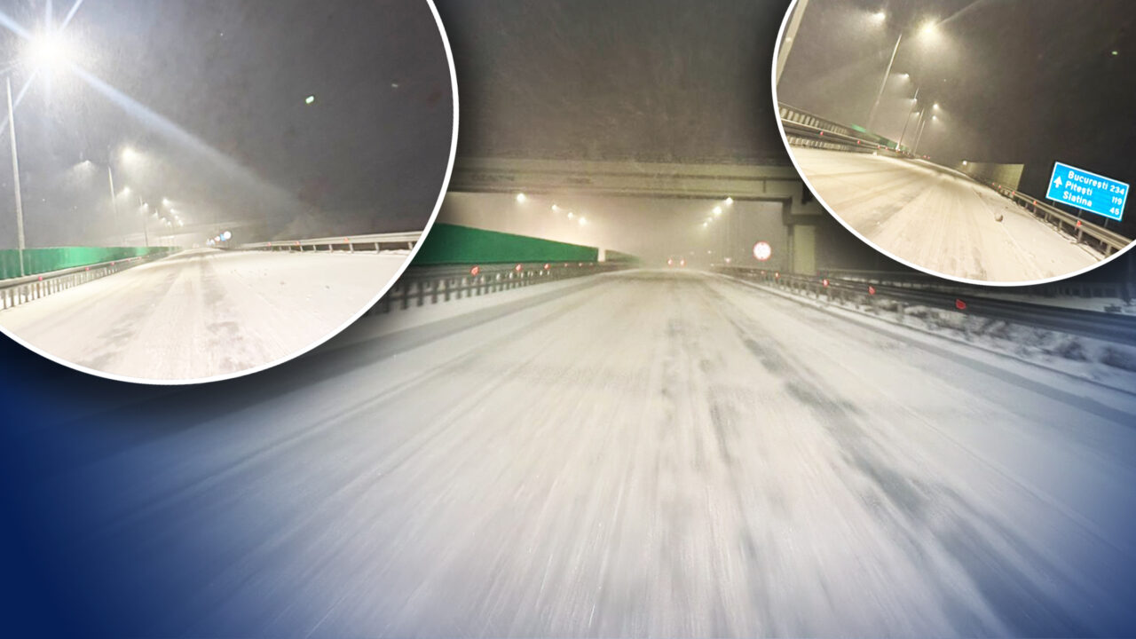 Ninsoarea face ravagii pe drumul express Craiova-Pitești. Nu este niciun utilaj de deszăpezire și șoferii sunt disperați