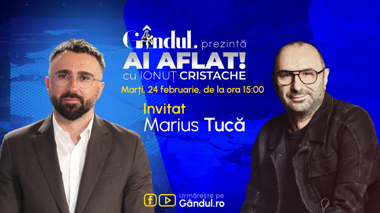 „Ai Aflat! cu Ionuț Cristache” începe marți, 24 februarie, de la ora 15.00, live pe Gândul. Invitat: Marius Tucă