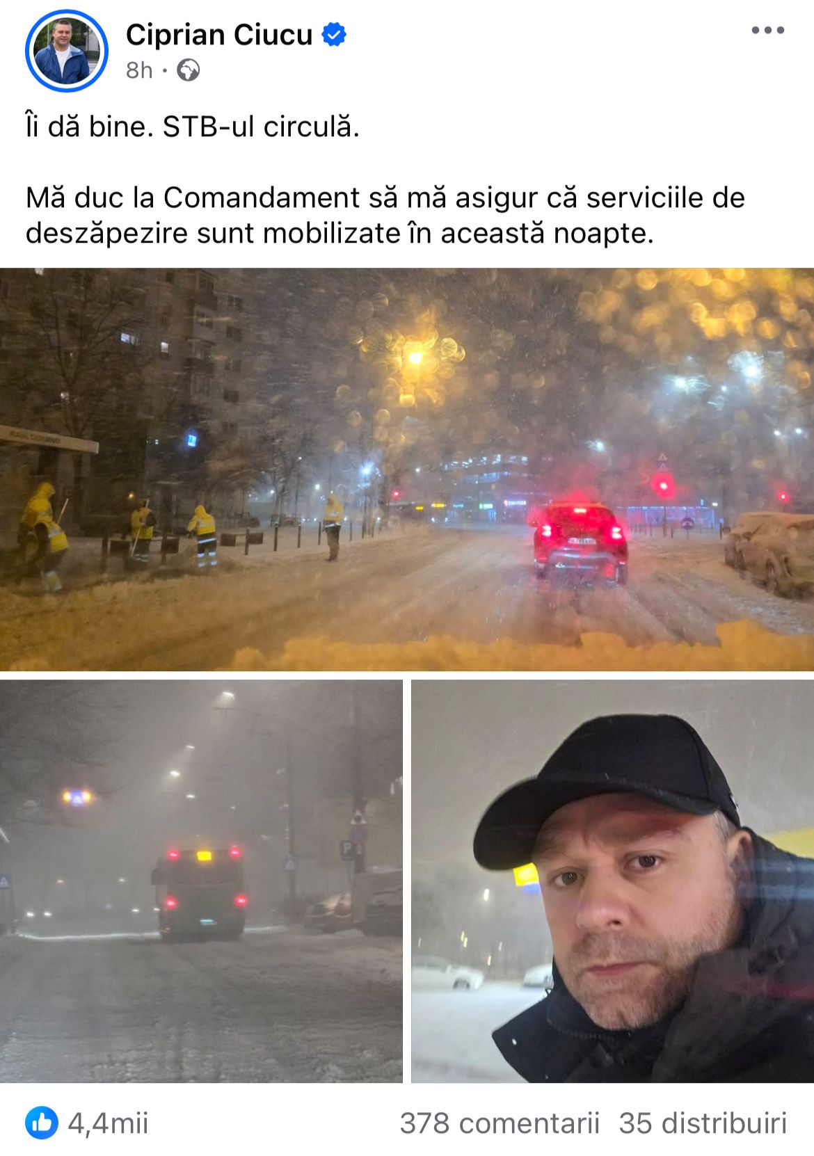 Capitala sub cod roșu de ninsoare. Mesaje Ro-Alert, drumuri închise, curse aeriene anulate, trafic feroviar dat peste cap, copaci căzuți