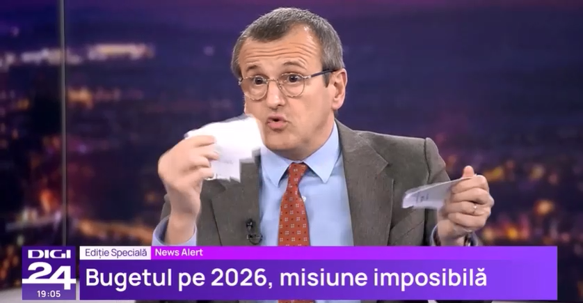 Protest extrem într-un studio de televiziune. Cristian Preda și-a rupt diploma de doctorat în direct, ca protest la măsurile Guvernului Bolojan