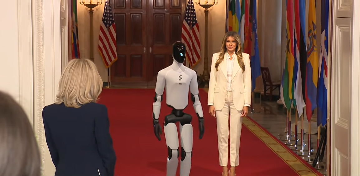 Moment inedit la Casa Albă. Melania Trump și-a făcut apariția la summit alături de un robot umanoid: „Este primul oaspete umanoid la Casa Albă