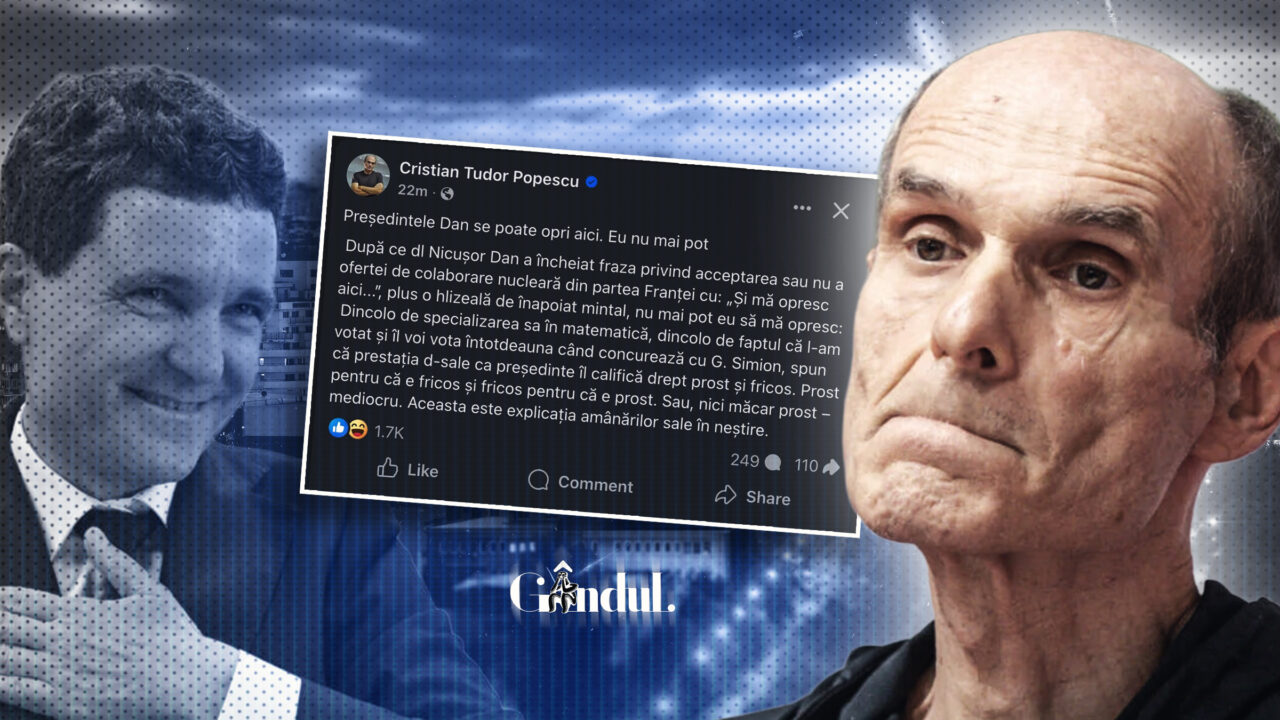 Cristian Tudor Popescu, derapaj la adresa lui Nicușor Dan: „O hlizeală de înapoiat mintal / prestația ca președinte îl califică drept prost și fricos”