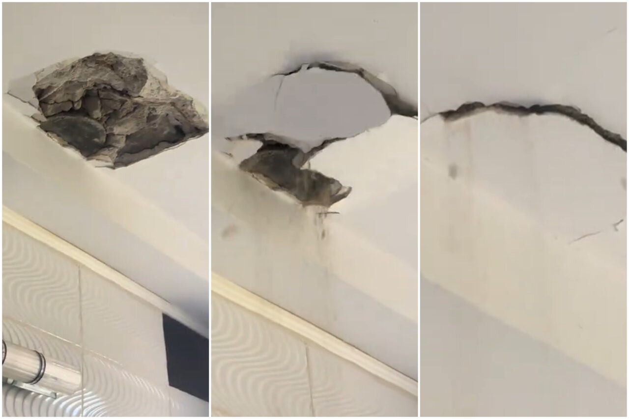 Tânărul care a rămas fără tavan în baie, chiar în timp ce făcea duș. Vecinii au ajuns cu bormașina la el în casă