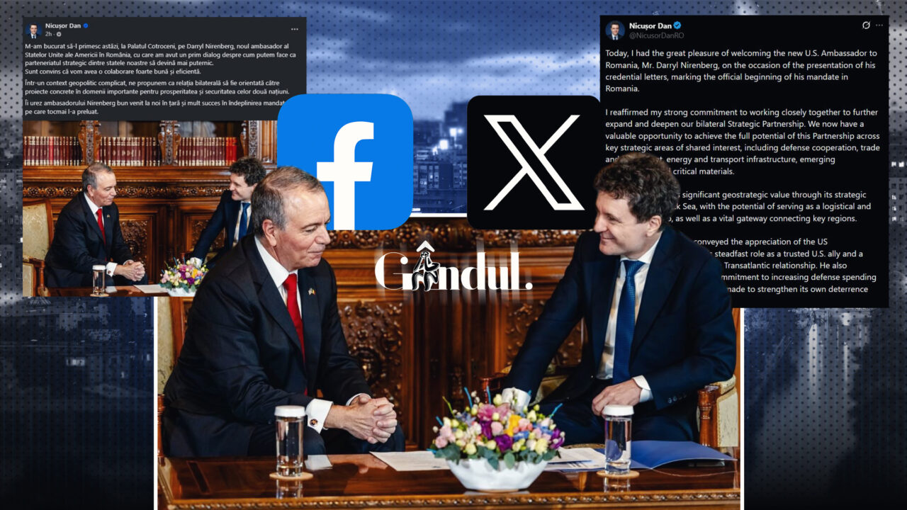 Nicușor Dan, două texte diferite pe X și pe Facebook pentru noul ambasador al SUA. Pe X, în limba engleză, președintele și-a „reafirmat angajamentul ferm pentru a întări Parteneriatul Strategic” și cooperarea în domeniul apărării. Pe Facebook, a transmis că „vom avea o colaborare foarte bună și eficientă”