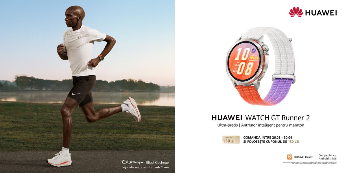 (P) HUAWEI și „regele maratonului” au creat împreună noul WATCH GT Runner 2, cel mai ușor ceas metalic pentru alergare din industrie