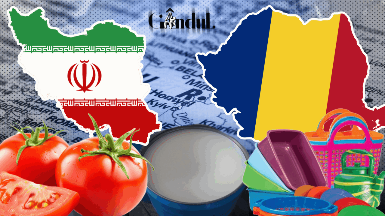 Care este schimbul de mărfuri dintre România și Iran. În 2024 am importat din Iran materiale plastice, roșii procesate și vaselină de 55 mil. dolari