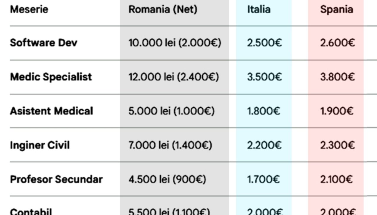 Cât ai câștiga pentru job-ul tău, dacă te-ai muta în străinătate. Ce salariu ai primi în Italia, Spania, Germania, Anglia și SUA