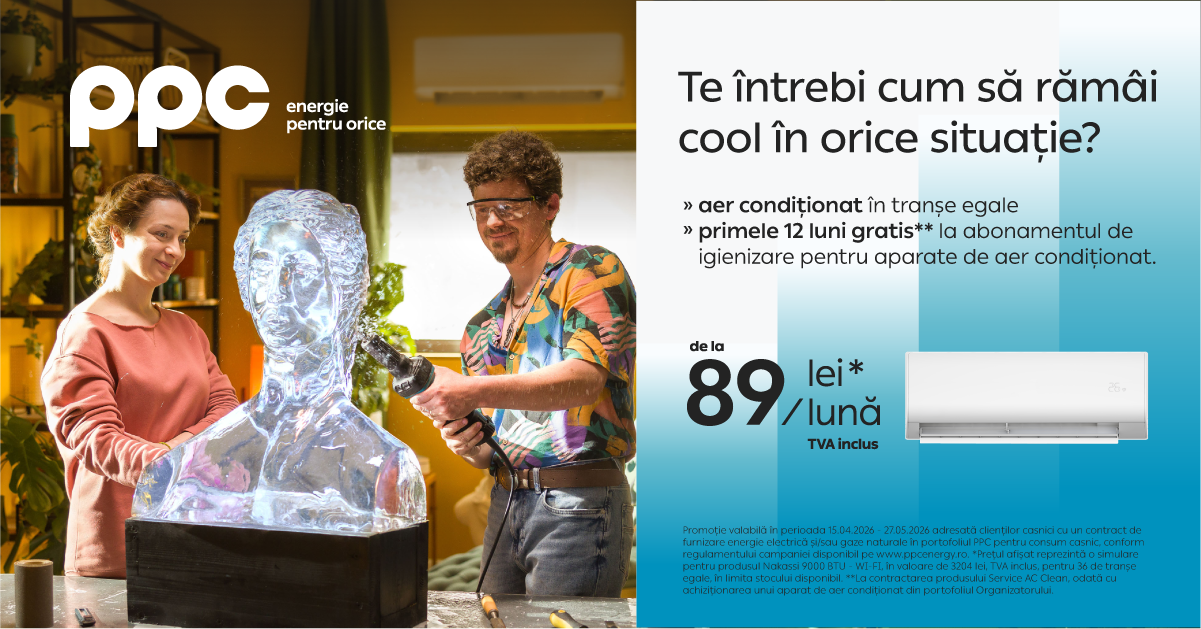 (P) PPC Energie: Aparate de aer condiționat în rate de la 89 lei pe lună și abonament de igienizare gratuit în primele 12 luni
