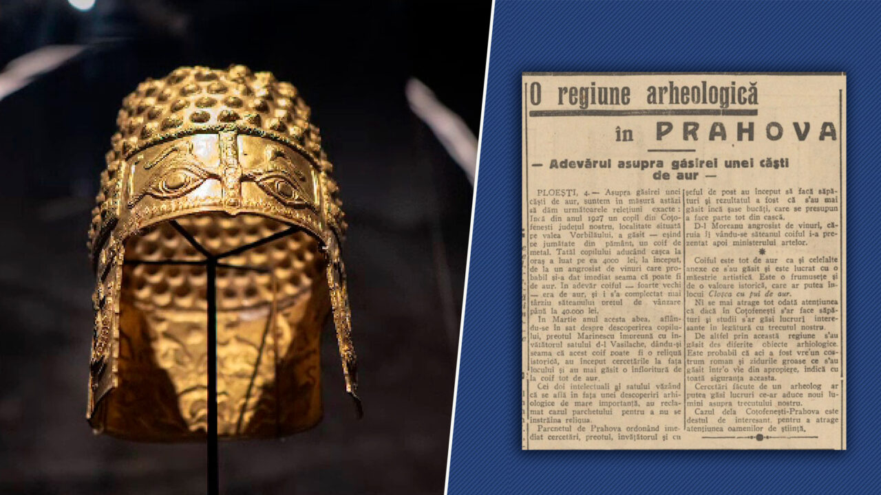 Anunțul original al descoperirii coifului de la Coțofenesti, cu 99 de ani în urmă, scos din arhivă de Cătălin Oprișan. Cum a fost relatată descoperirea în presa vremii