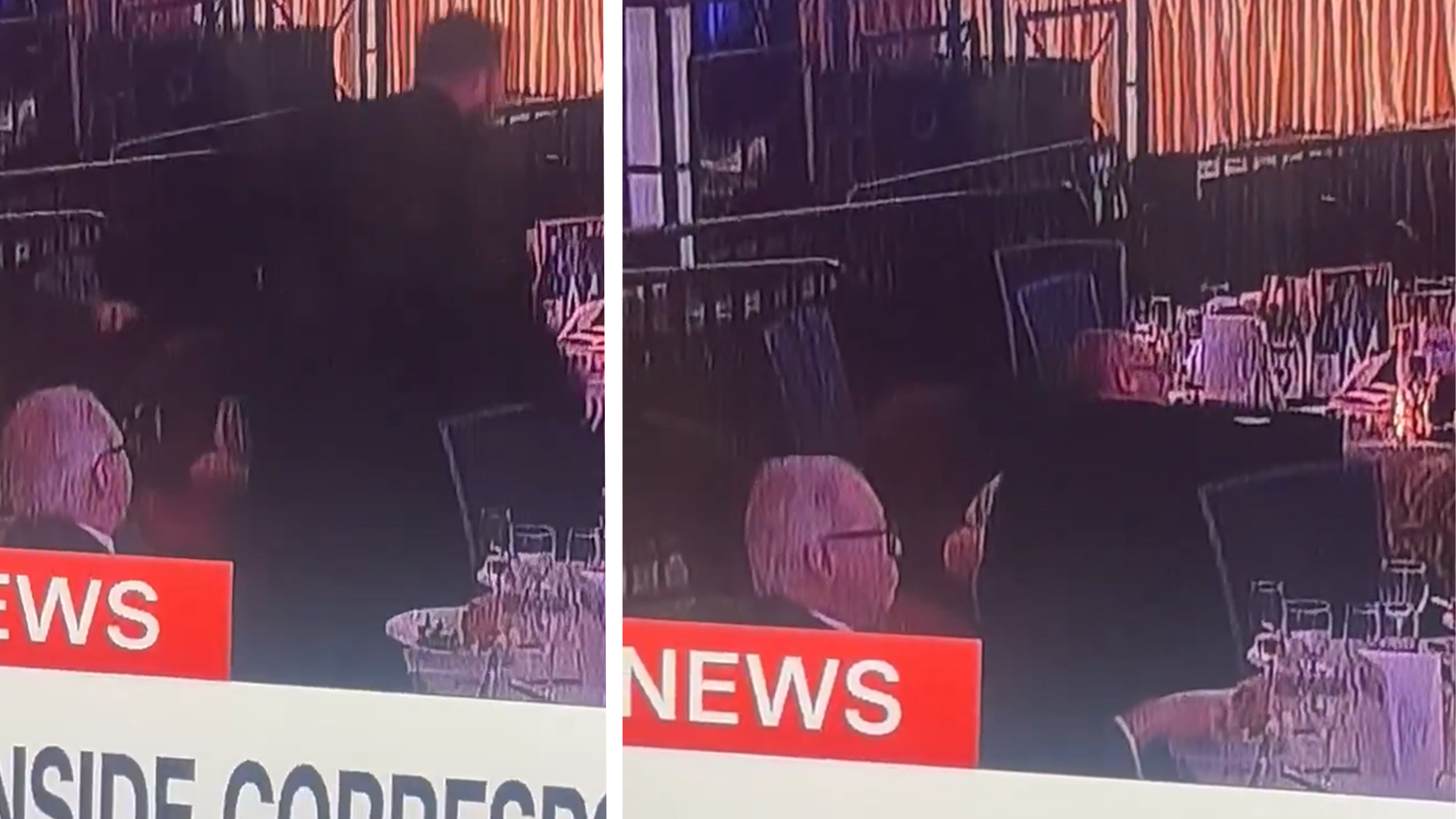 Imagini absurde de la scena atacului armat de la Casa Albă. Un invitat mănâncă desert liniștit, în vreme ce alți invitați se ascund sub mese și „mascații” păzesc sala cu arme automate