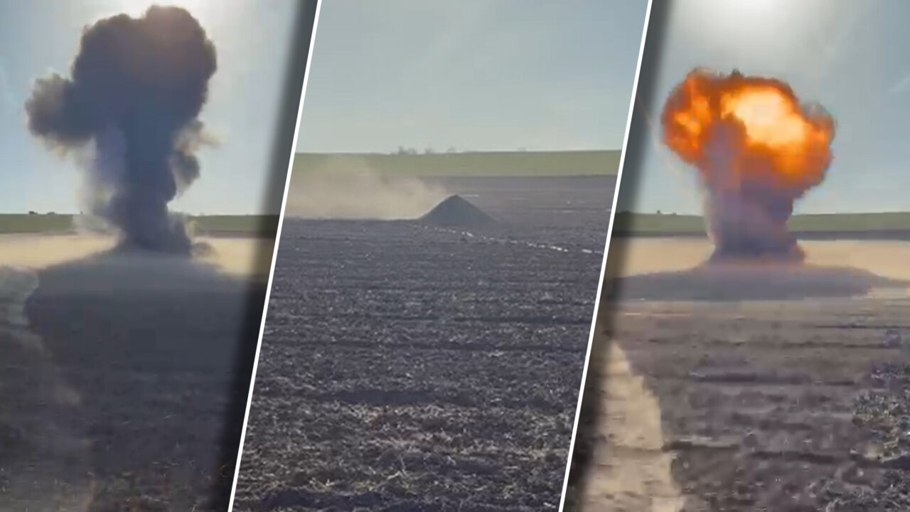 Noi fragmente de dronă cu încărcătură explozivă, găsite în județul Tulcea. Imagini de la detonare