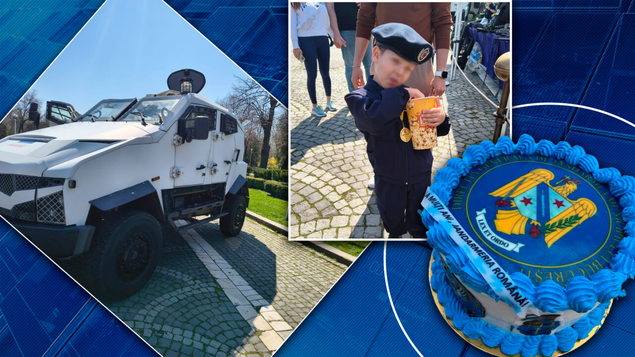 Reportaj din Parcul Carol. Jandarmeria și-a etalat cele mai impunătoare arme și dotări. Mașina blindată a forțelor de ordine consumă cât 3 Lamborghini