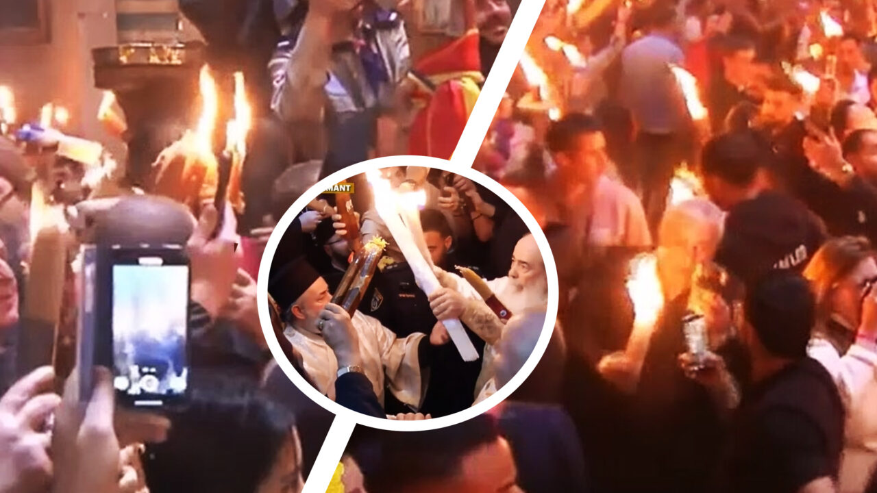 Momentul în care Lumina Sfântă s-a aprins la Ierusalim