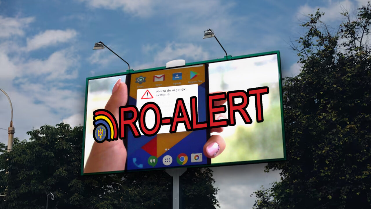 Mesajele Ro-Alert afișate pe panourile digitale outdoor. Proiectul a fost implementat în București și alte 17 orașe