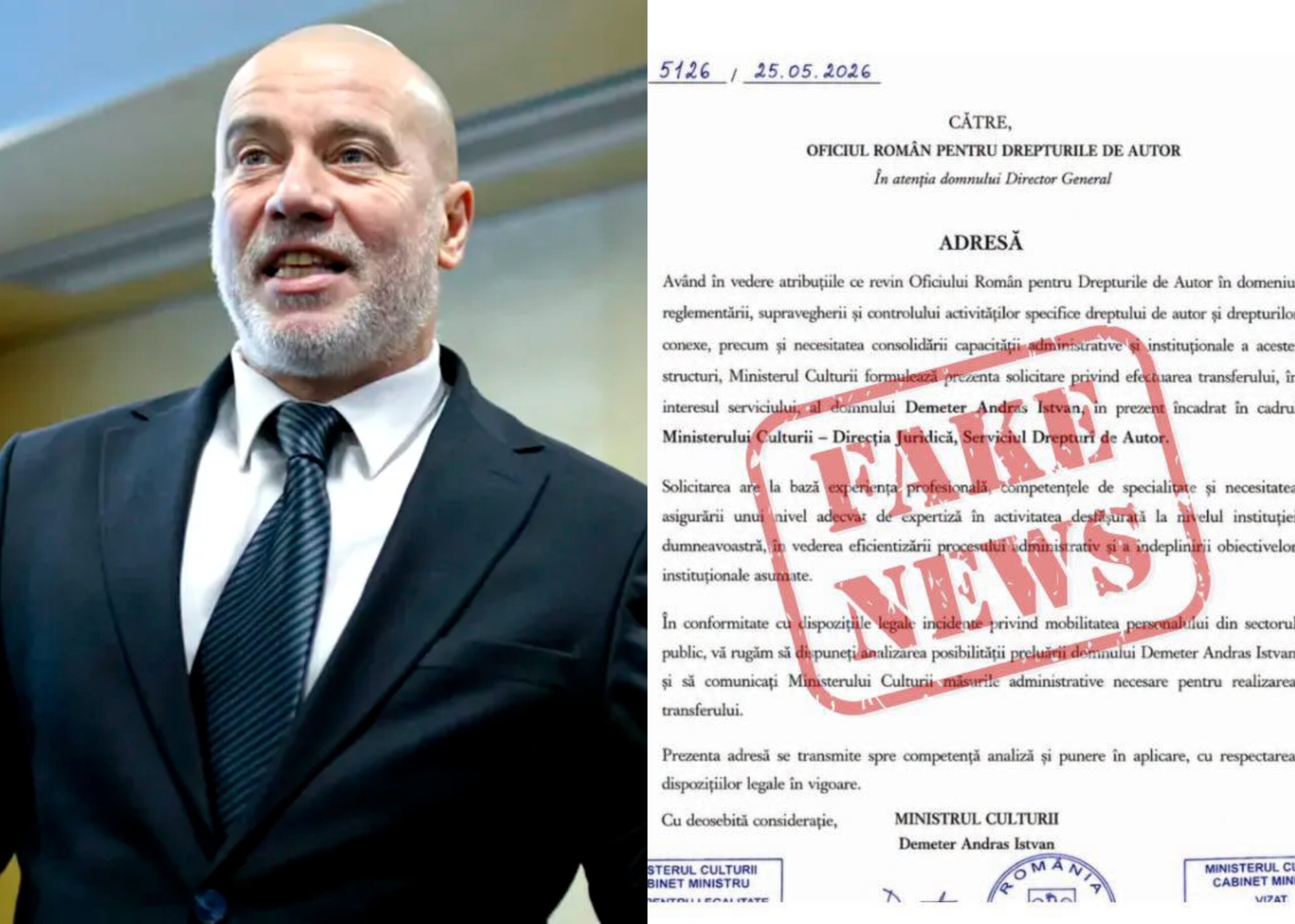 Document fals despre transferul ministrului Culturii