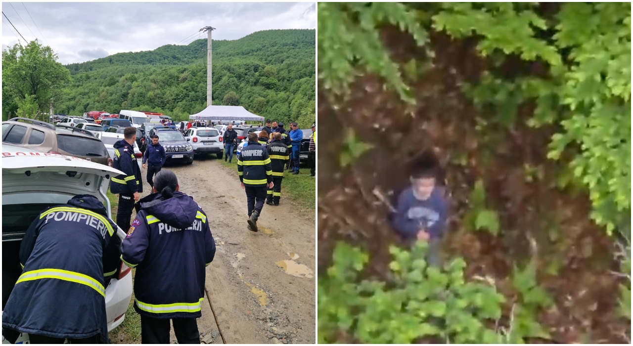 A fost găsit băiețelul de 5 ani dispărut de două zile la Sibiu. Imagini cu momentul în care a fost descoperit din elicopter