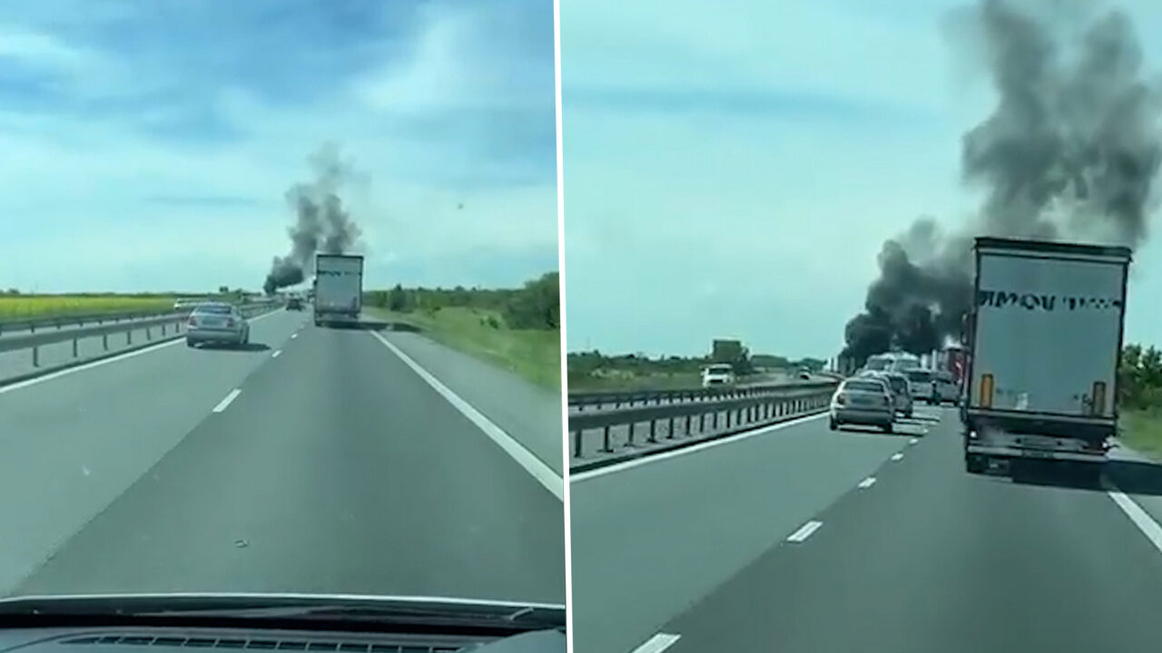 Mașină cuprinsă de flăcări pe A1 București-Pitești. Incendiu la kilometrul 66, trafic blocat spre Pitești