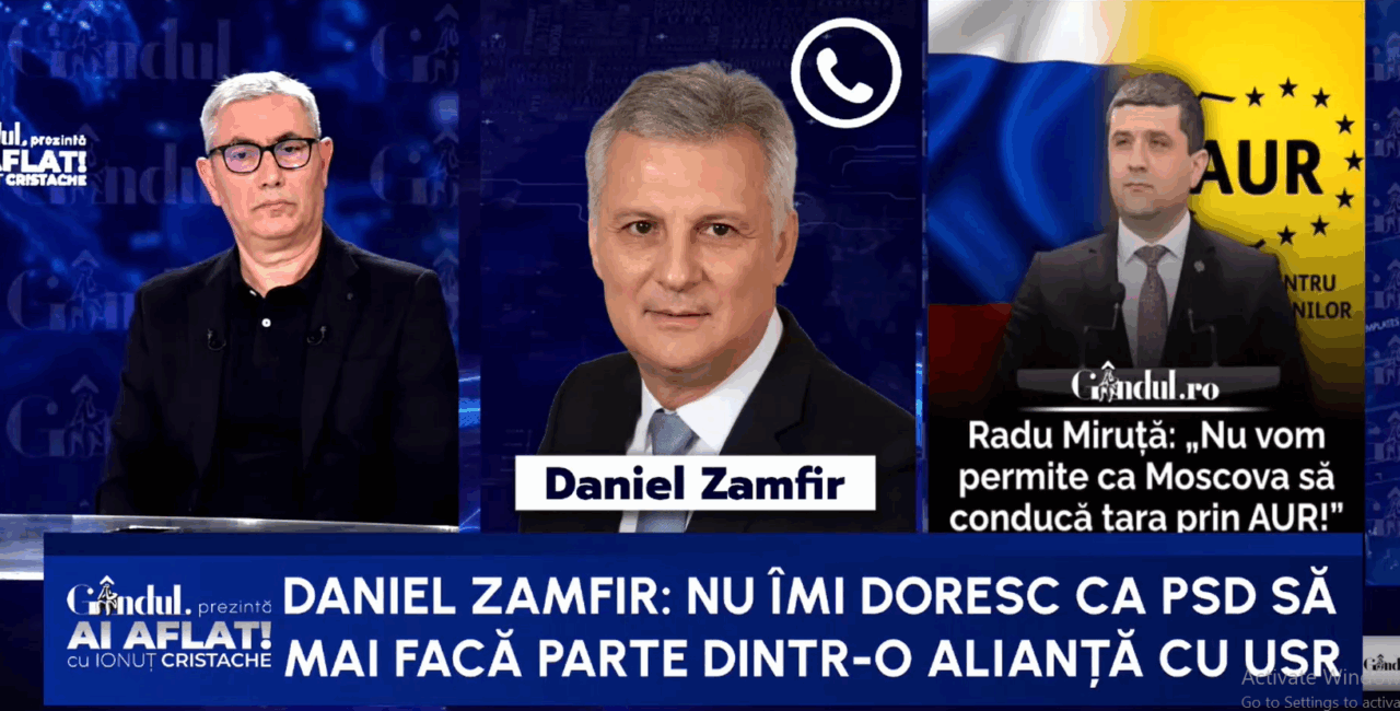 Daniel Zamfir: Nu îmi doresc ca PSD să mai facă parte dintr-o alianță cu USR