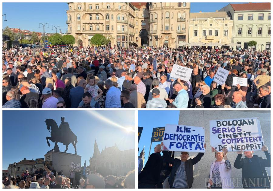 Orădenii au ieșit în stradă pentru a-l susține pe premierul Ilie Bolojan: „Bolojan, nu uita, Oradea-i de partea ta”