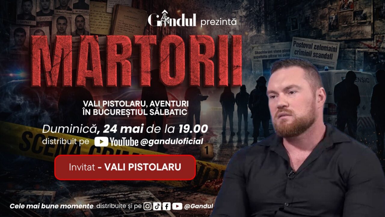 GÂNDUL prezintă duminică, 24 mai, de la ora 19.00, o nouă ediție MARTORII – Vali Pistolaru, aventuri în Bucureștiul Sălbatic