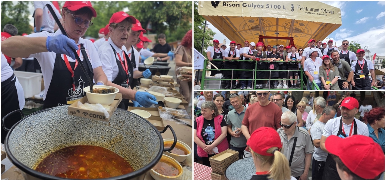 Record mondial la Salonta. Aproximativ 10.000 de porții de gulaș, date în două ore. Ce vedetă s-a numărat printre participanți