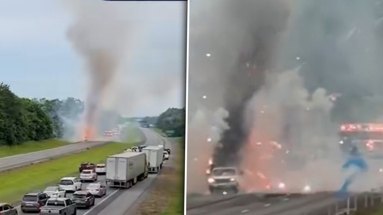 Un camion care transporta artificii a explodat pe o autostradă din Tennessee, după ce un incendiu a izbucnit în remorcă