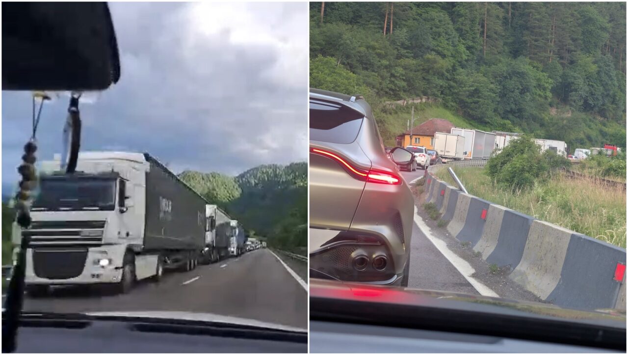 Trafic de coșmar pe Valea Oltului, la pasajul peste Râul Vadului. Șoferii sunt revoltați: „Stăm ca proștii într-o țară în care taxele s-au dublat”