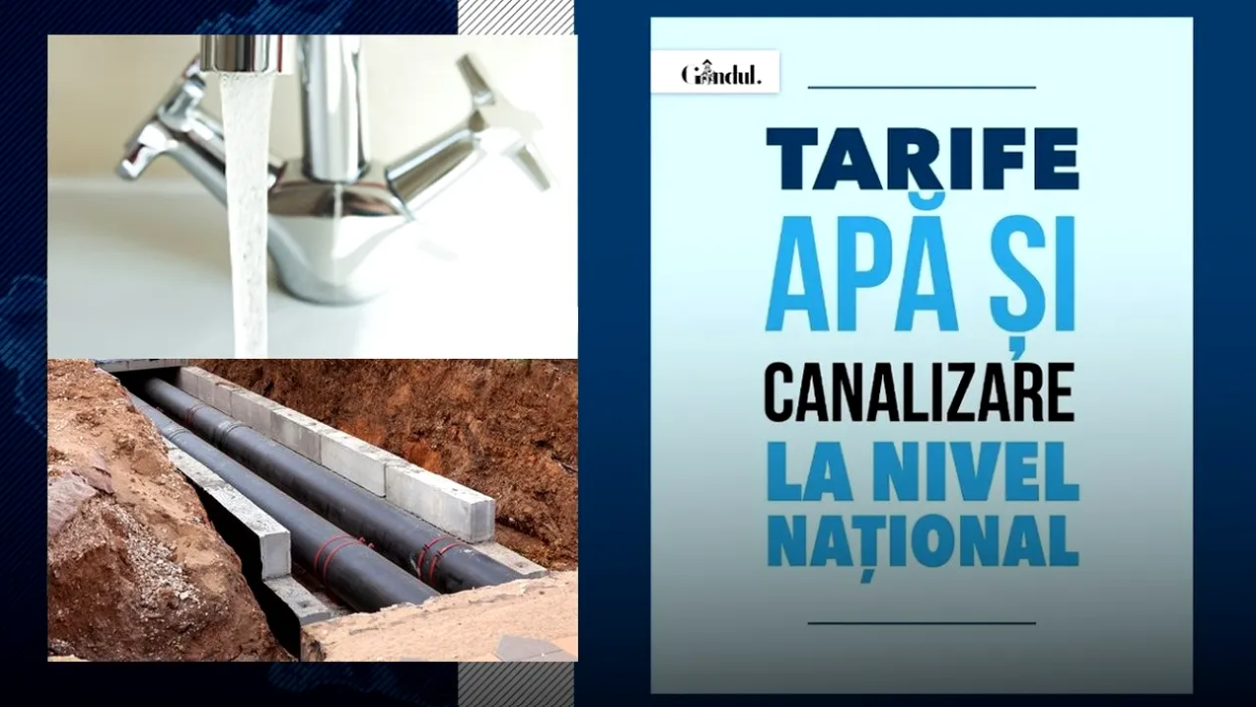 TOP 3 tarife apă potabilă și canalizare în România, în luna 