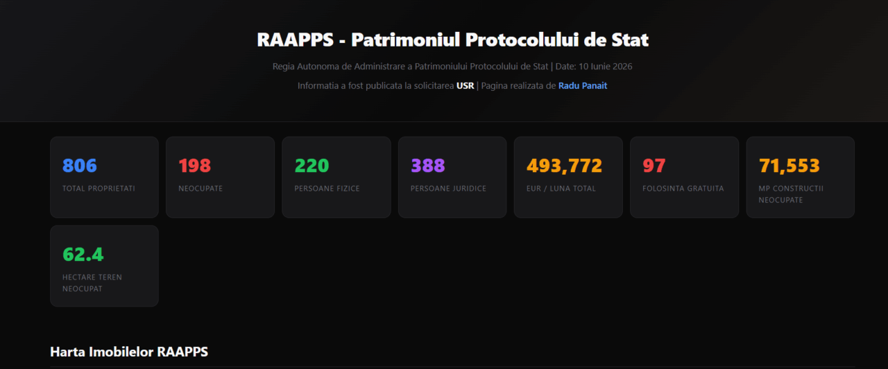 Harta imobilelor RA-APPS, simplificată de un userist. Fostul deputat a făcut şi un top al chiriilor „suspect de ieftine”