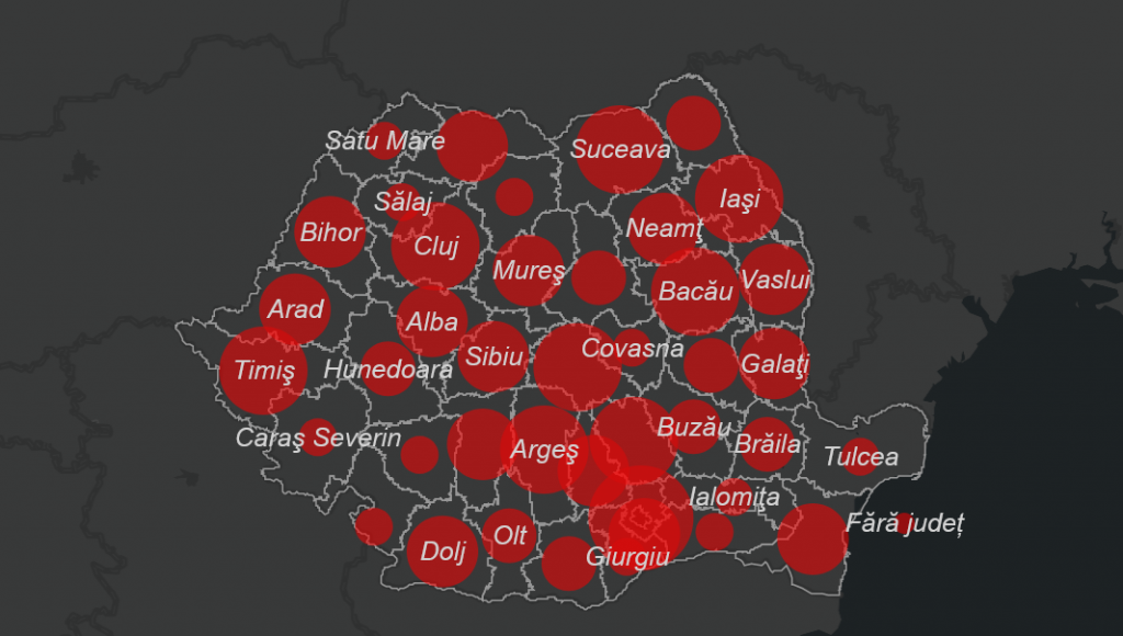 Top 10 localități cu incidența peste 10. Localitatea cu o rată de incidență de 28,1 la mia de locuitori